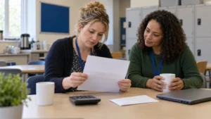 School Support Staff Check On Their Payslip