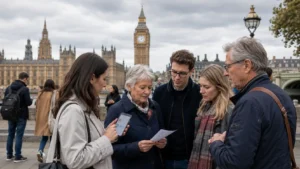 People near Westminster following a UK Personal Allowance petition